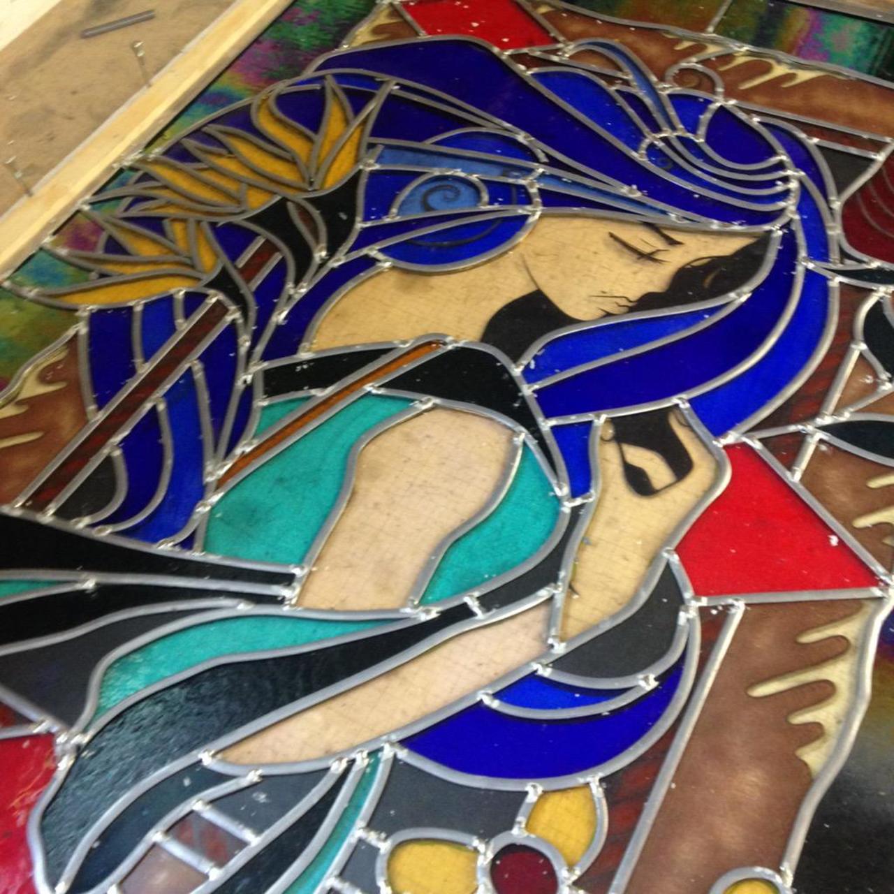 RT @inkiegraffiti: New Stained Glass piece taking shape with Tom Spencer :-) #stainedglass #graffiti #streetart #monikerartfair http://t.co/O6trl9xvYR