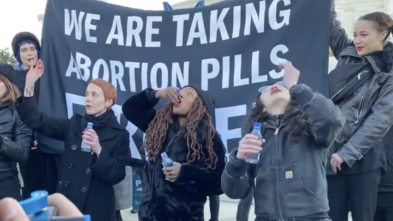 WATCH: Pro-Choice Demonstrators Swallow ‘Abortion Pills’ on Steps of the Supreme Court