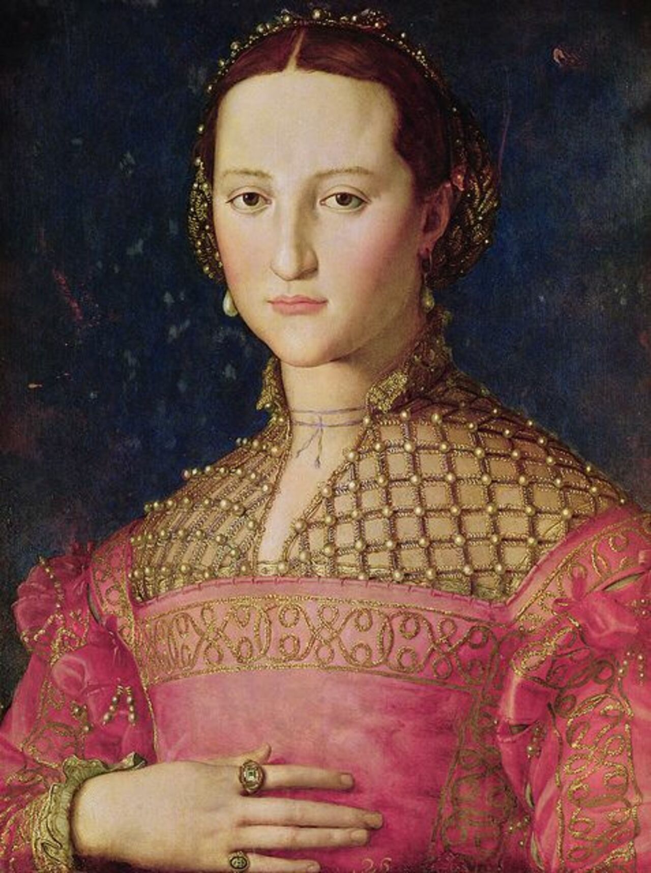 Portrait of Eleonora di Toledo by Agnolo di Cosimo ("Il Bronzino," Italian, 1503-1572), 1545. http://t.co/tqAPA4HckC