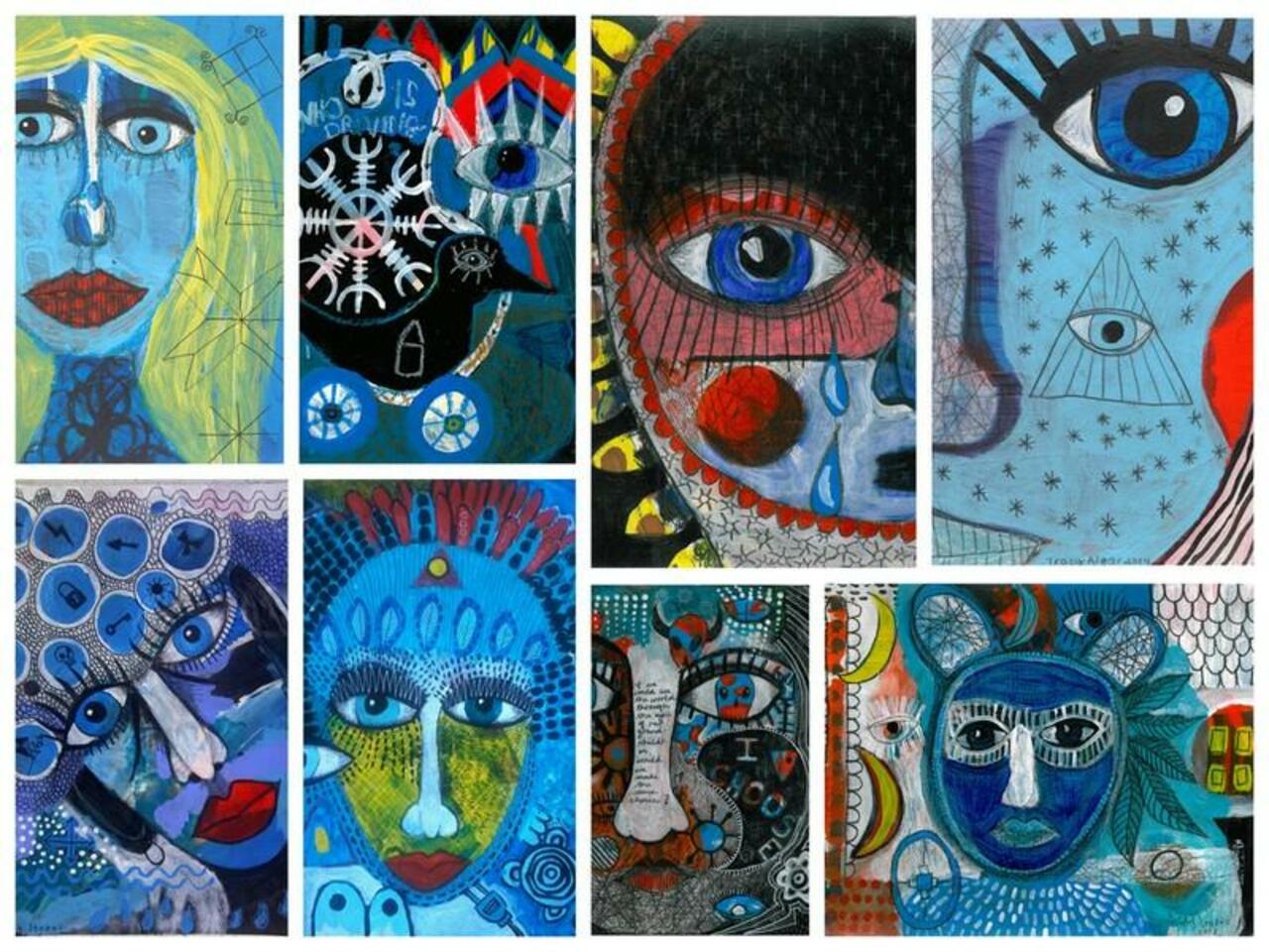 Eight paintings winging their way to their new owners in San Diego #art #mixedmedia #primitivesurrealism #artbrut http://t.co/J1AaOnWI9v