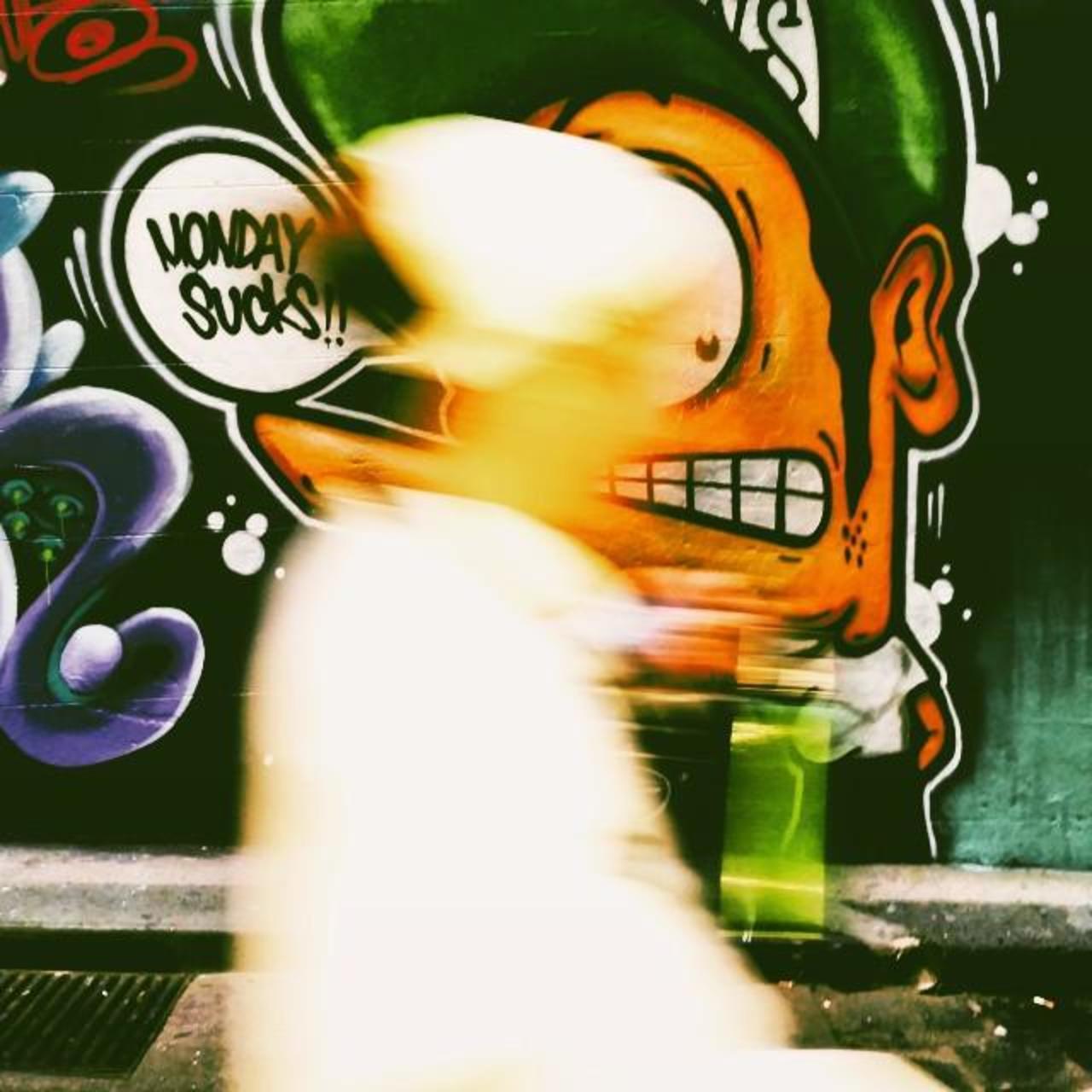 Monday sucks in #hosierlane as people walk through my shot #streetart #art #graffiti #lanewayart #spraypaint #rsa_g… http://t.co/NQabfDNjcn