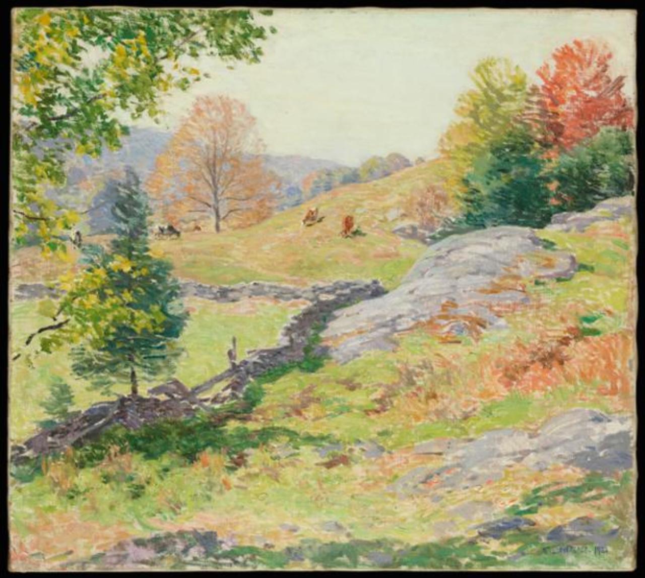 RT @metmuseum: Willard Metcalf's September landscape depicts the hilly farmland around Springfield, Vermont. http://met.org/1KIa4X9 http://t.co/0vX9eHWrQG