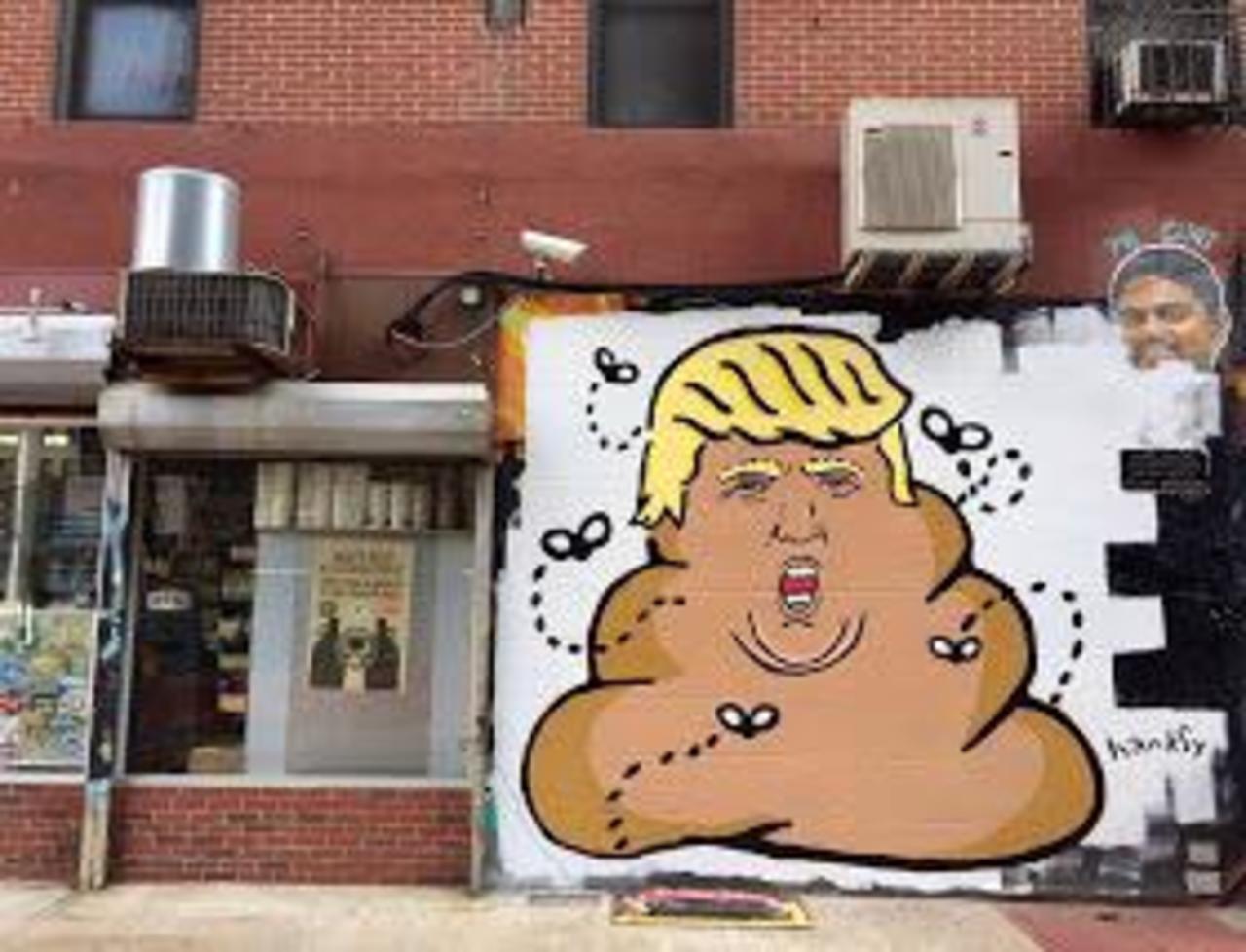 RT @richardbanfa: New #streetart Hanksy paints a piece of shit in #nyc #USA #switch #bedifferent #graffiti #arte #art http://t.co/3b7sIt7nXS
