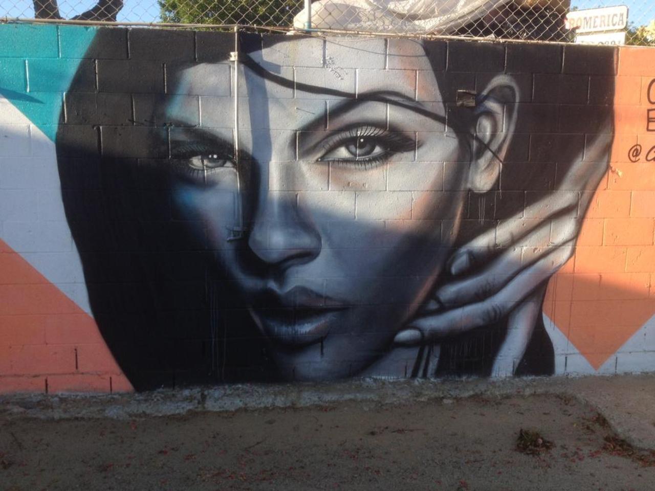 Beauty can be timeless when captured on a wall. #Streetart portrait in downtown #SanDiego. #Graffiti photo by me! http://t.co/p6epnsPc5d