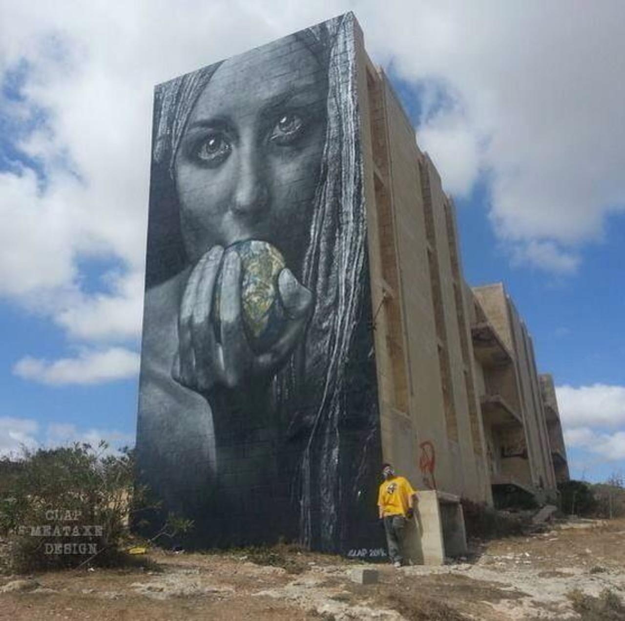 Artist Meataxe new awesome large scale Street Art mural in Malta #art #graffiti #mural #streetart http://t.co/E6z9GtPfe3