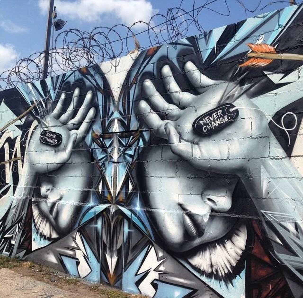 RT @designopinion: Artist @StarFighterA new Street Art mural titled 'Some Things Never Change' #art #mural #graffiti #streetart http://t.co/v7Wqyon06I