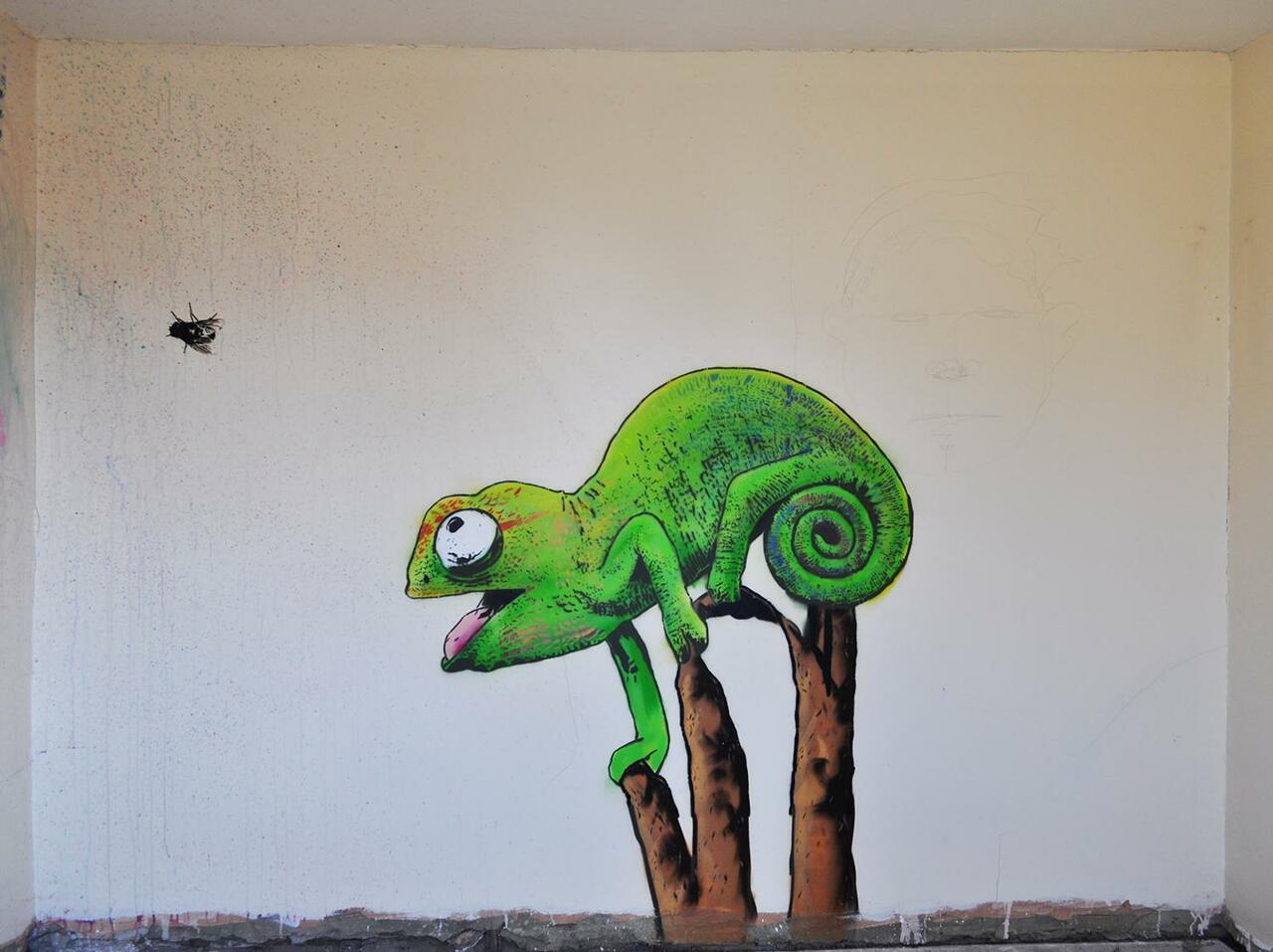 Now you see me... #graffiti #chameleon #streetart #urbanart #london #stencil #uk #colossalartdwarves http://t.co/duWuS9psUz