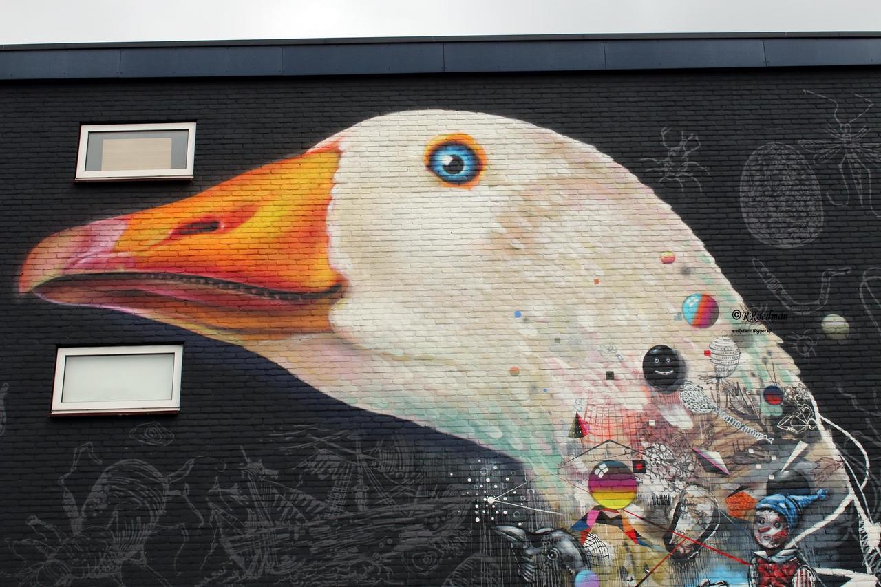 RT @RRoedman: #streetart #graffiti #mural Goose in #Goes #Netherlands  3 pics at http://wallpaintss.blogspot.nl http://t.co/IfjTtUiJs9