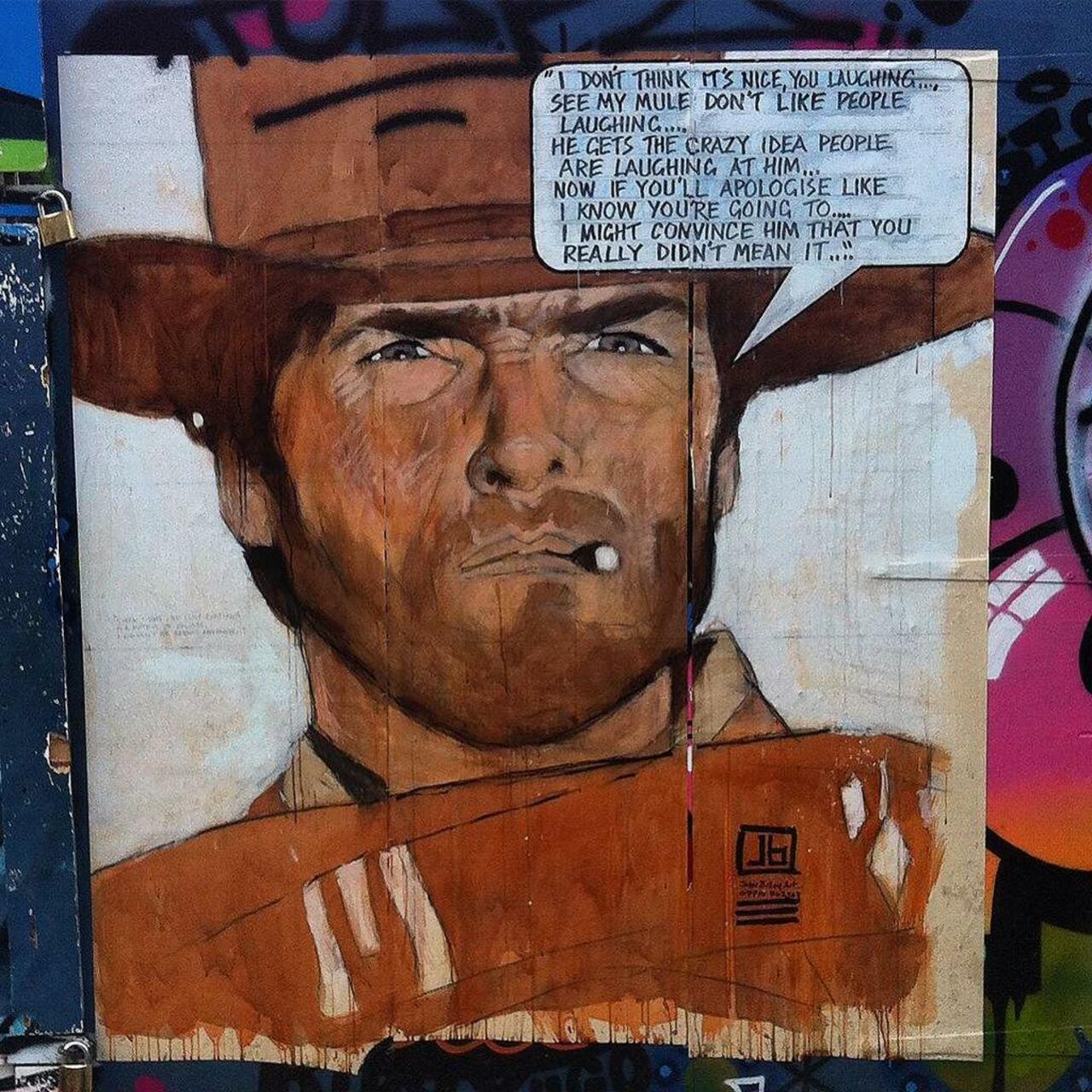 Paste Up art by John Bulley  
#Graffiti #StreetArt #UrbanArt #JohnBulley #PasteUp #ClintEastwood #SpeghettiWeston … http://t.co/vGCf5IlxMI