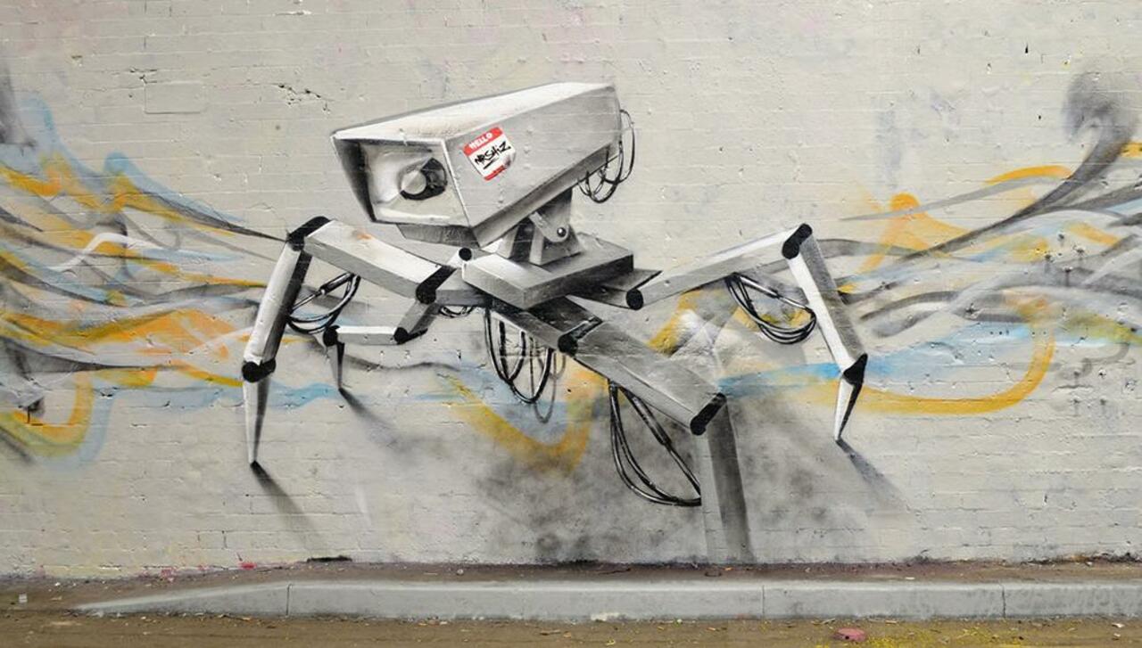 RT @DanielGennaoui: We've been watched! CCTV spider bot by Mr. Shiz. Find more amazing #streetart here: http://buff.ly/1F7omvp #graffiti http://t.co/QqvbnATSWn
