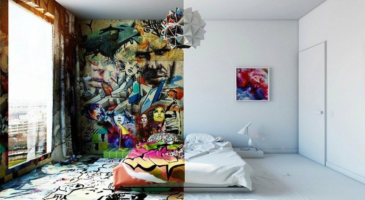 #Artist merges opposites with half #white, half #graffiti room. #design #art @DesignInHomehttp://www.buzzworthy.com/artist-merges-opposite-worlds-half-white-half-graffiti-room/ https://t.co/fmymMV8UCL