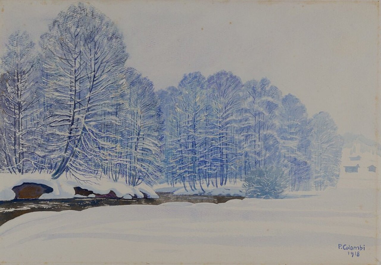 Plinio Colombi(Swiss, 1873 - 1951)Winter landscape (Winterlandschaft), 1918 https://t.co/keJDr5DuHr