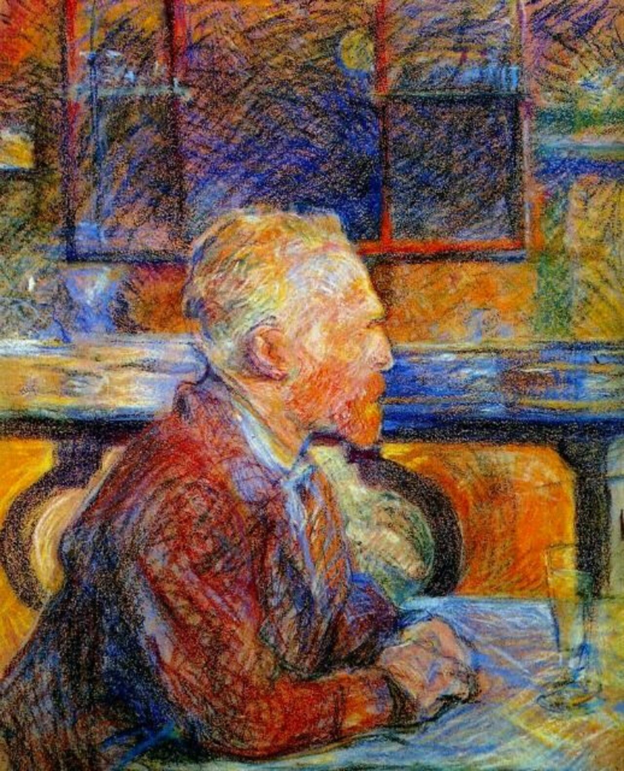 Toulouse-Lautrec - "Portrait of Vincent" 1887.  The two geniuses painted together and exhibited together #art https://t.co/oBkuZYwACU
