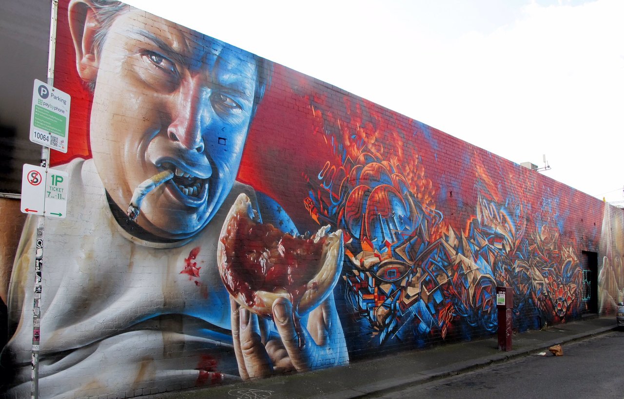 Mural by Smug & Sofles, Melbourne, Australia #Streetart #urbanart #graffiti #mural #art #Melbourne #Australia https://t.co/5mWGilwdqt
