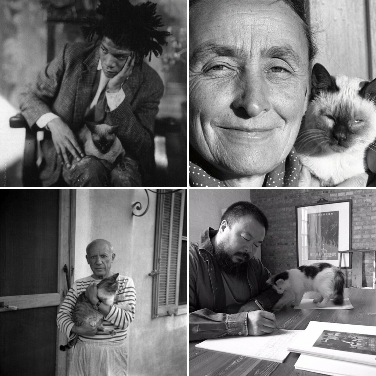On #InternationalCatDay: artists Jean-Michel Basquiat, Georgia O'Keeffe, Picasso, Ai Weiwei with their feline muses. https://t.co/bvXyib388U