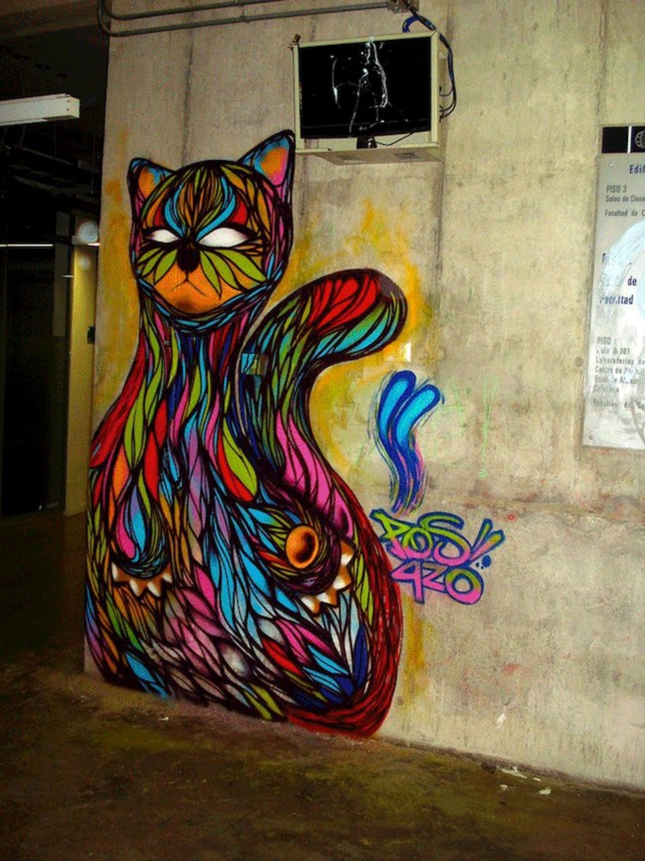 Art by POS 420. Pic by ?.#art #arts #streetart #graffiti #graffitiart #publicart #painting #gif #cat #trippy #colorful #modernart #contemporaryart #animalart #animal https://t.co/f8tOXOIa0X