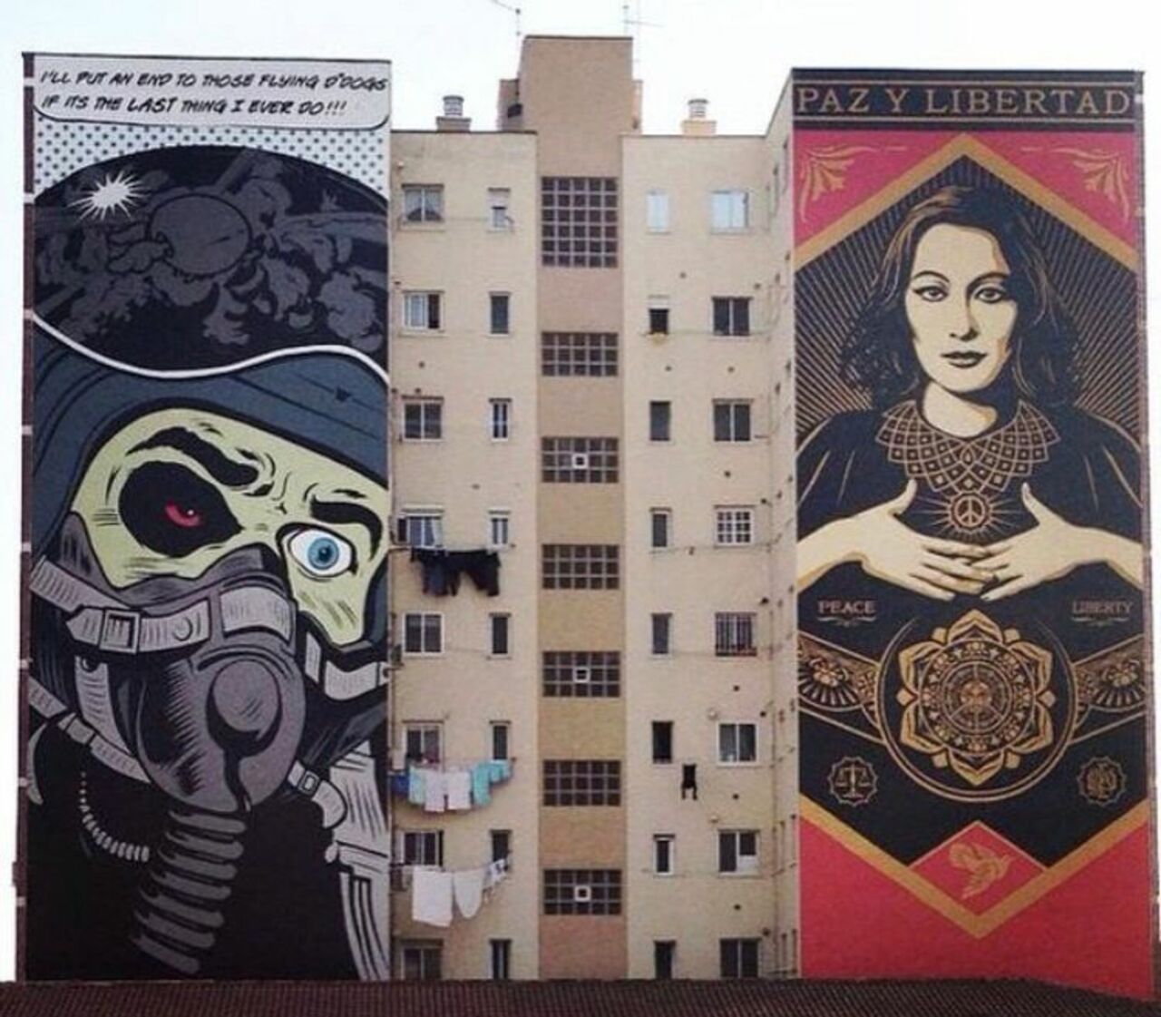 Murals by D*Face and OBEY side by side in Malaga, Spain #streetart #mural #graffiti #art https://t.co/IOE1jGhrPg