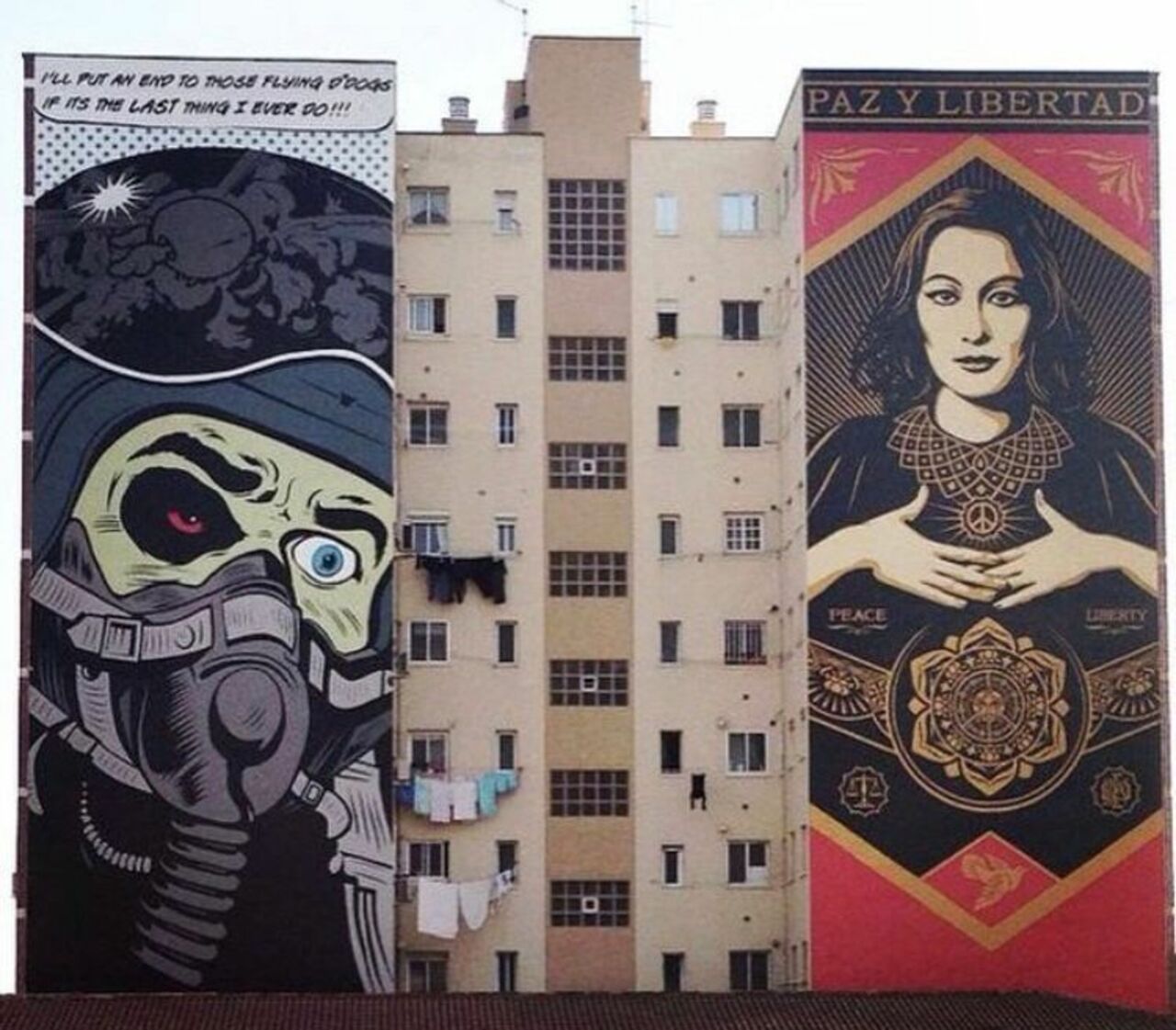Murals by D*Face and OBEY side by side in Malaga, Spain #streetart #mural #graffiti #art https://t.co/5r6110e951