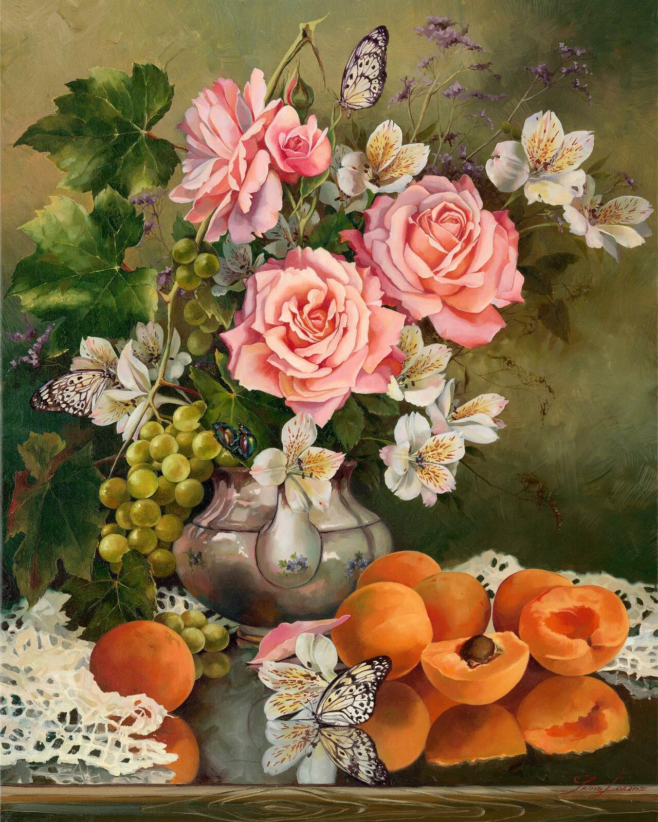 “@ArtByIva: #StillLife #grape #nature #art #roses #flowers #love #tulips 
#Apricot #Party #Oil on #canvas 20" x 28" http://t.co/pahZsO0Cdv