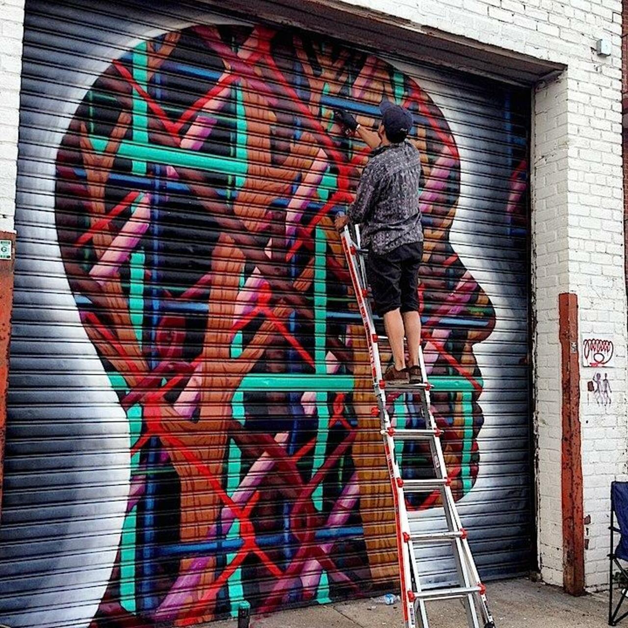 Artist: Cekis does piece for Welling-Court-NYC this year #streetart #graffiti #urban #art #mural #NYC http://t.co/mBC4qX855i