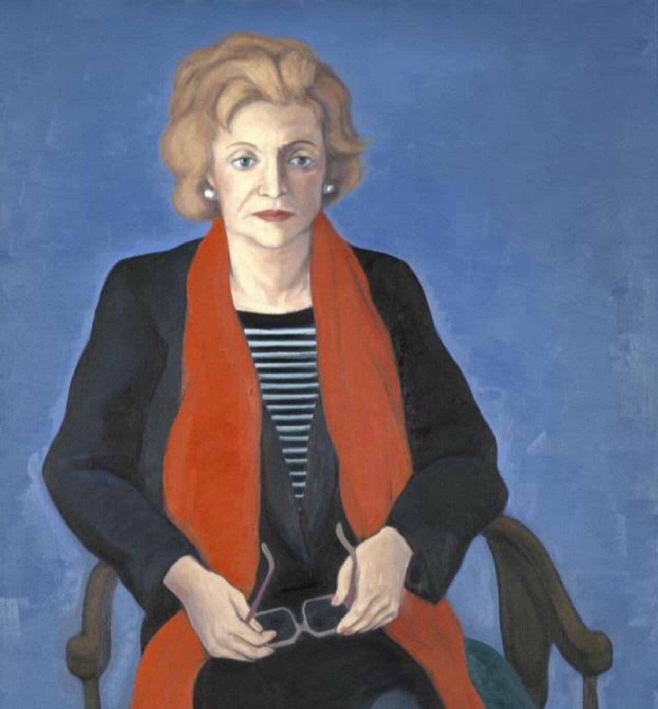 Back to @edbookfest today for Alan Taylor's Loitering with Muriel Spark (https://bit.ly/2OTSvJF) so here is a detail of her 1984 portrait by @eca_edinburgh-trained @GSofA-teacher Alexander (Sandy) Moffat in @NatGalleriesSco collection (c) Alexander Moffat #murielspark100 #art https://t.co/6bPvNsAYKa