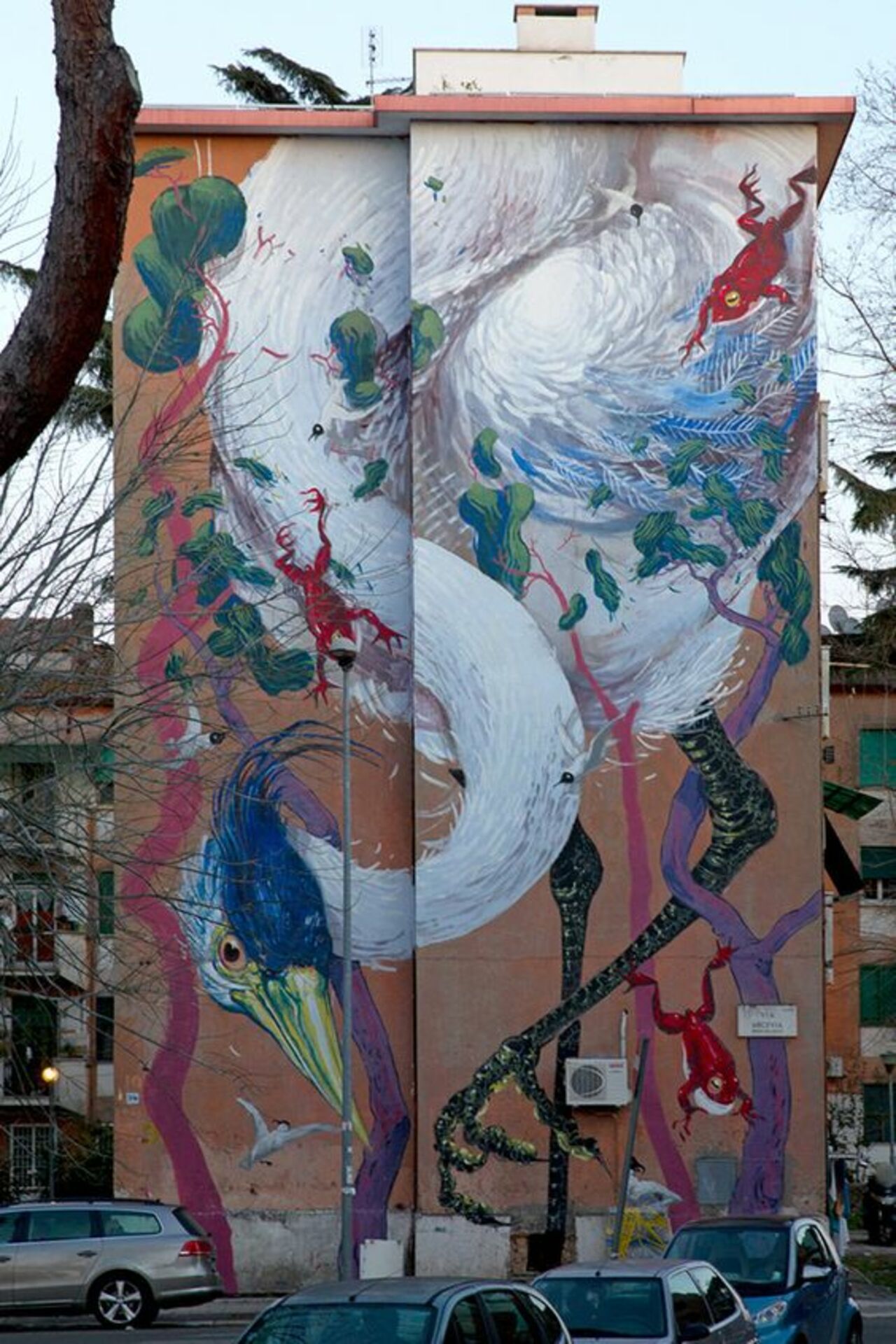 ... like a beautiful bird... with red frogs. Art by Hitnes in Rome, Italy #StreetArt #Art #Birds #Frog #Graffiti #Mural #UrbanArt #Rome https://t.co/rNYTv7eSw7