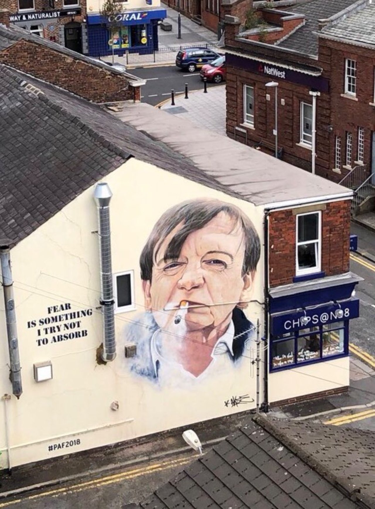 “Fear is something I try to absorb” Aerial view of the brilliant Mark E Smith mural by @Akse_P19  @PwichArtsFest #akse #p19 #graffiti #art #streetart #manchester #mcr #thefall #MarkESmith https://t.co/iSCP5TZWX1