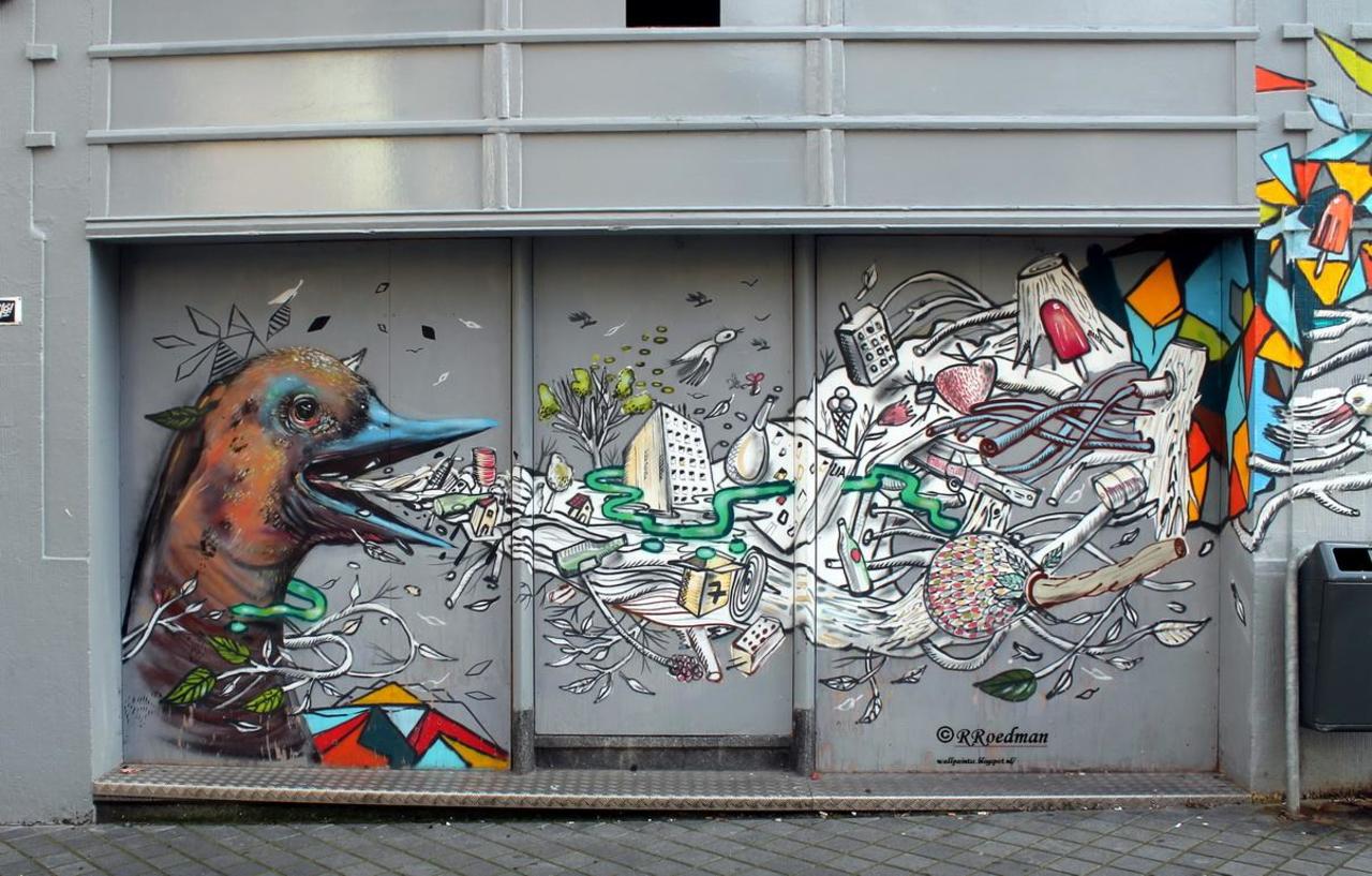 #streetart #graffiti #mural bird from #CollinVanDerSluijs in #Heerlen,  3 pics at  http://wallpaintss.blogspot.nl http://t.co/Sy8IEvnpyB