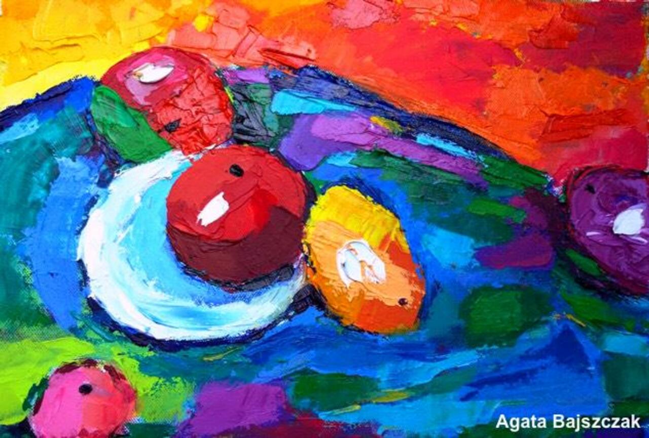 #StillLife by A.Bajszczak http://www.artpower.pl/agata-bajszczak/martwa-natura-z-gory-4/o4176/ #painting #fruits #oiloncanvas #art #MlodaSztuka  #CoNaSciane http://t.co/5IH7LB5Rih