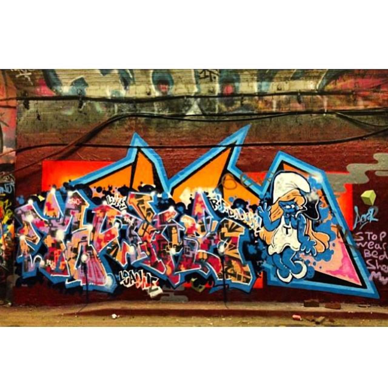 #banksytunnel #graffiti #graffititunnel #leakestreet #waterloo #streetart #streetartlondon #mural #smurfs #smurfett… http://t.co/T6ZMExEKxo