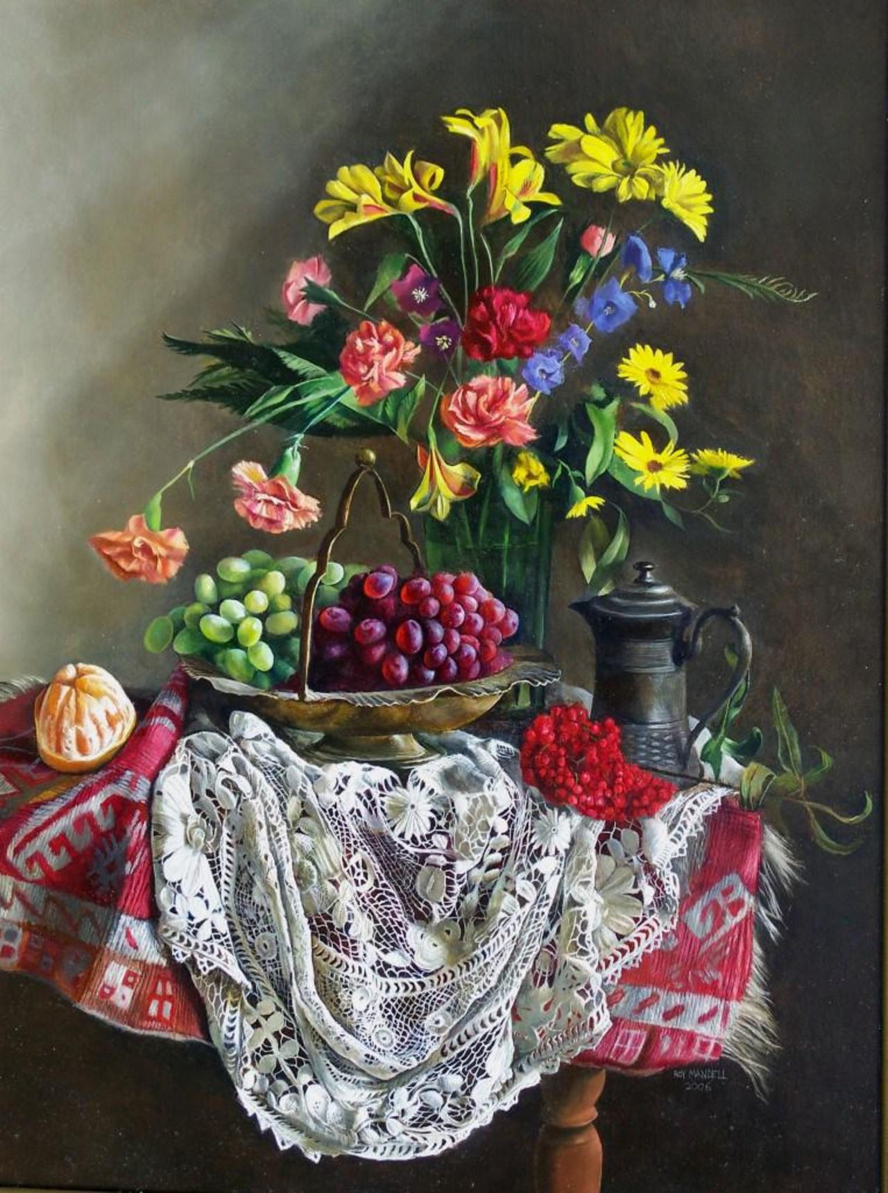 Keeping warm in the studio!  Here's a bright & warming still-life by Roy! #NovaScotia #StillLife #Yarmouth #art #Coop http://t.co/guOi6je8HJ