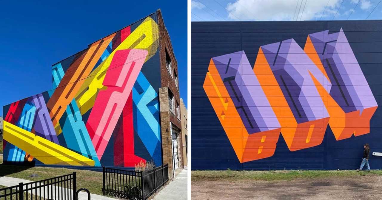 Vibrant Letters Drift and Twist in Bold Typographic Murals by Pref