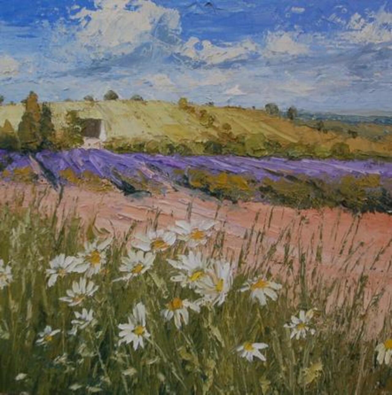 Into Summer, oil on canvas. #painting. #art. #landscape. #wildflowers. #lavender. #skies. http://t.co/TIEhXSjqM9