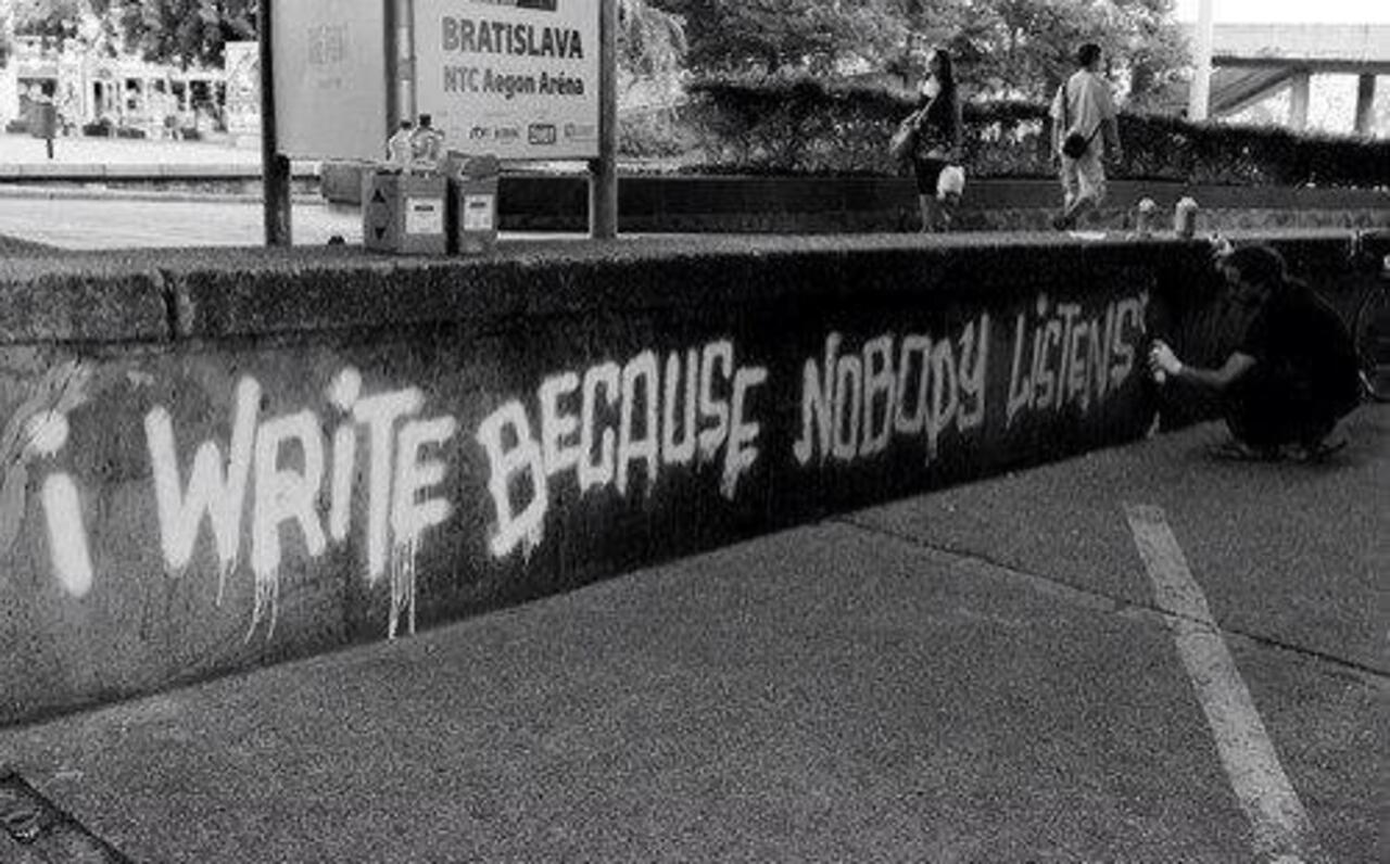 RT @Arjantim: I write because nobody listens 

#art #mural #arte #graffiti #streetart http://t.co/0fwQnqfZRB