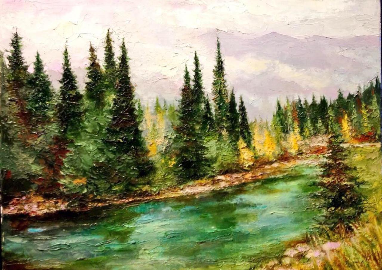 "McDonald Creek"18x24 original palette knife oil by Thompson http://painterschairfineart.com #art #painting #paletteknife #oil http://t.co/jZJB3Zwoxl