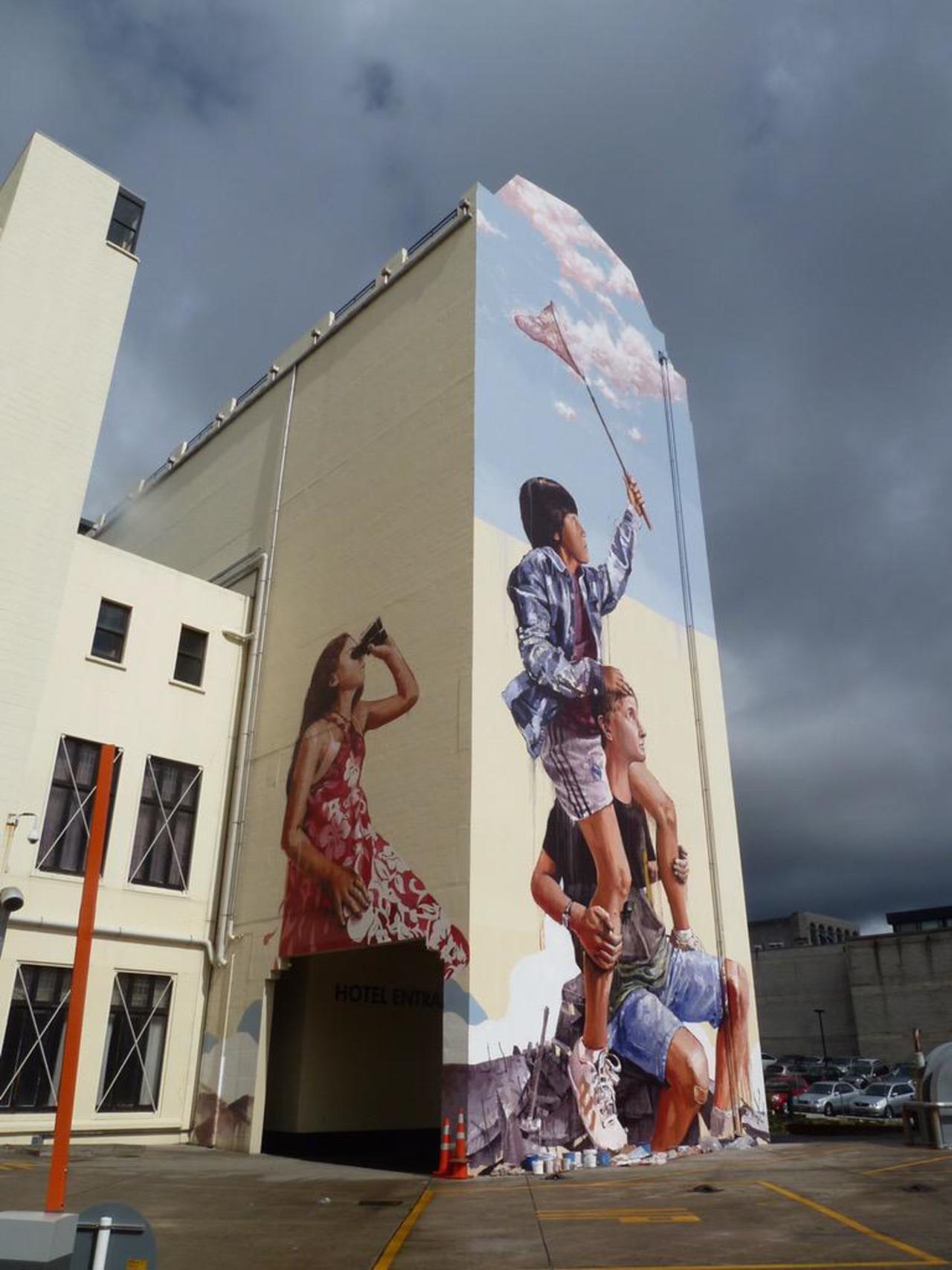 #fintanmagee finished wall in Dunedin, New Zealand #streetartdunedin #streetartnz #streetart #mural #graffiti http://t.co/ovUBntEtsU