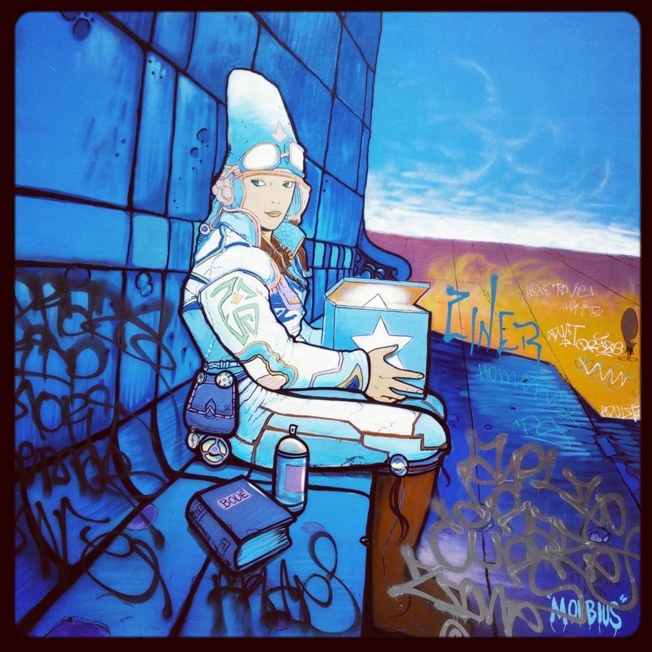 Great #moebius tribute by Bode, Stan 153 and Cuba. #streetart #art #wall #mural #sanfrancisco #sf #graffiti http://t.co/xr9kNFn1UU